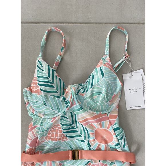 Kenny Flowers Swim One Piece Swimsuit Hawaiian Floral NO BELT - Picture 2 of 10